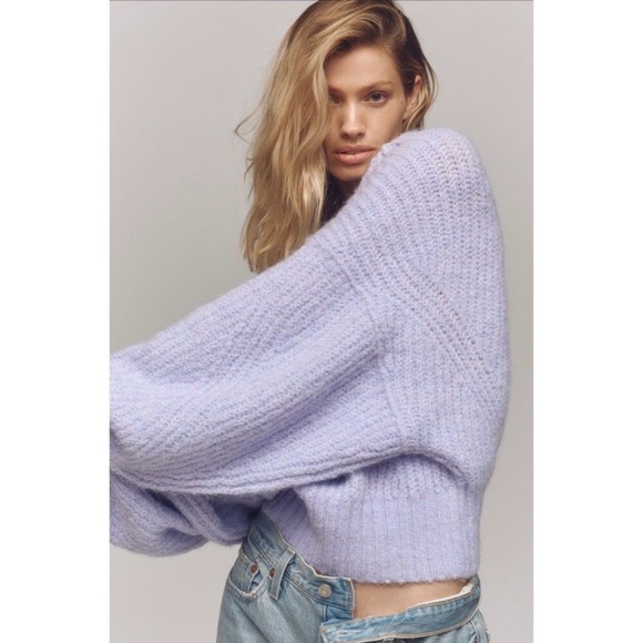 Anthropologie Pilcro Sweater Crew Neck Women Purple The Blake Slouchy XS NWT - Picture 3 of 12